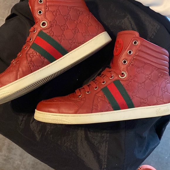 GUCCI GUCCISSIMA TRAINERS SIZE 9 OR 43 EURO FITS LIKE 9.5-10 BURNT RED COLOR - Picture 6 of 14